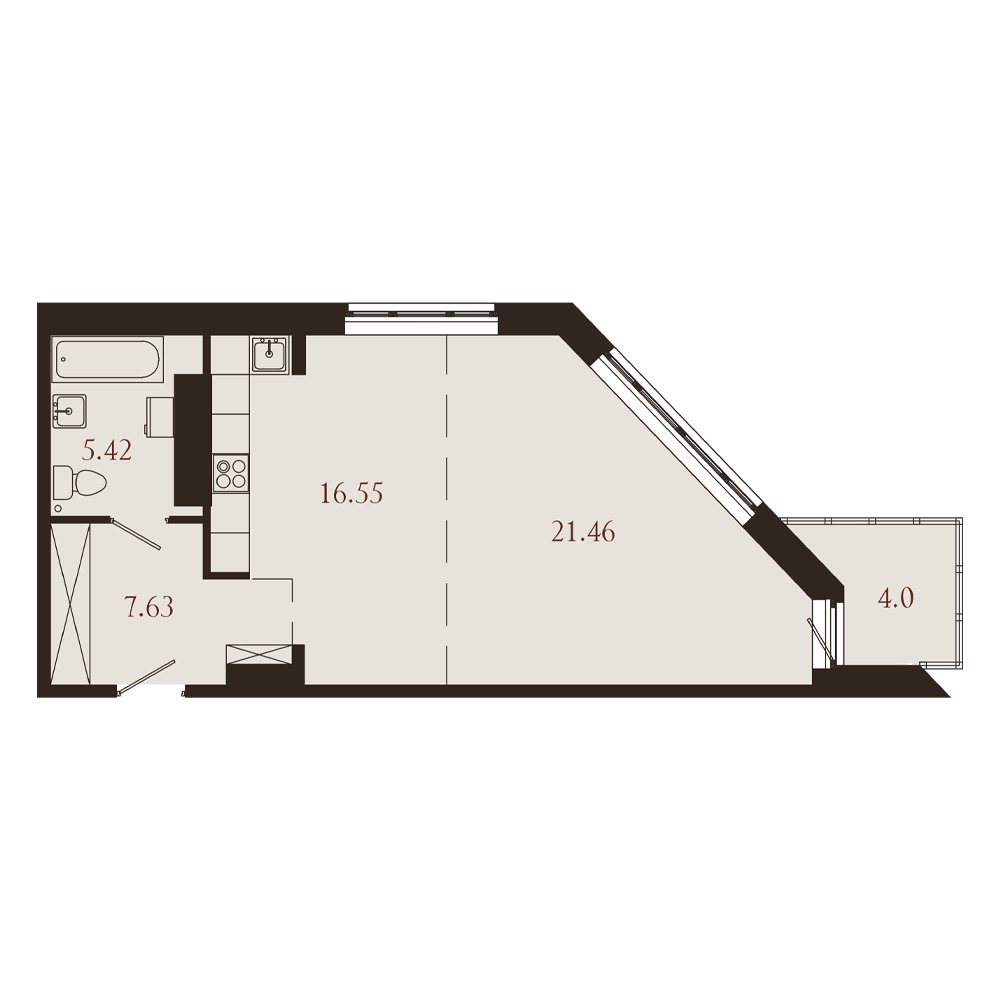 Планировка 1-комн. 1