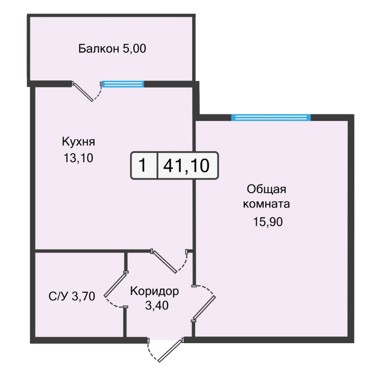 Планировка 1-комн. 1