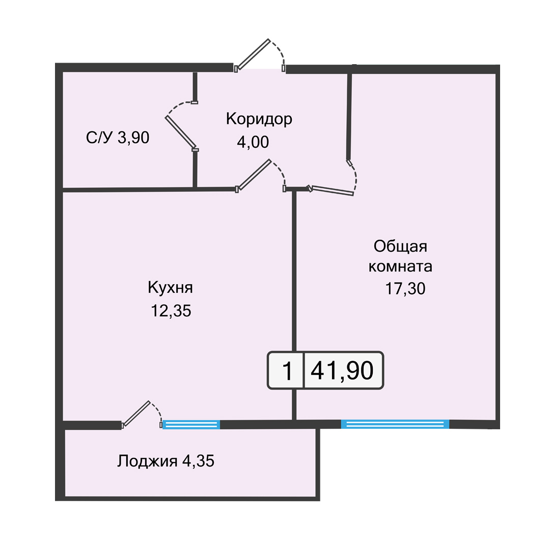 Планировка 1-комн. 1