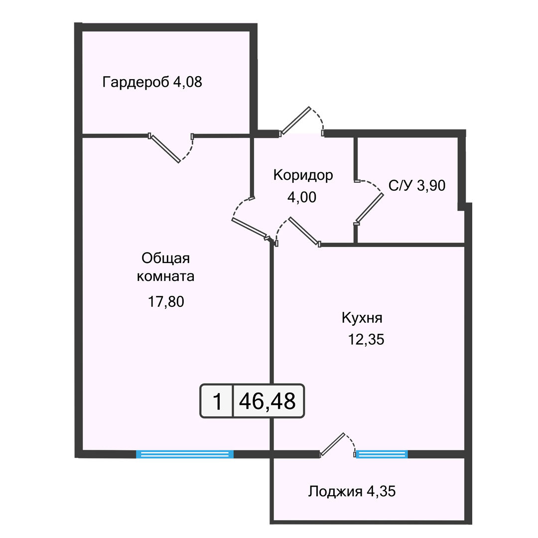 Планировка 1-комн. 1