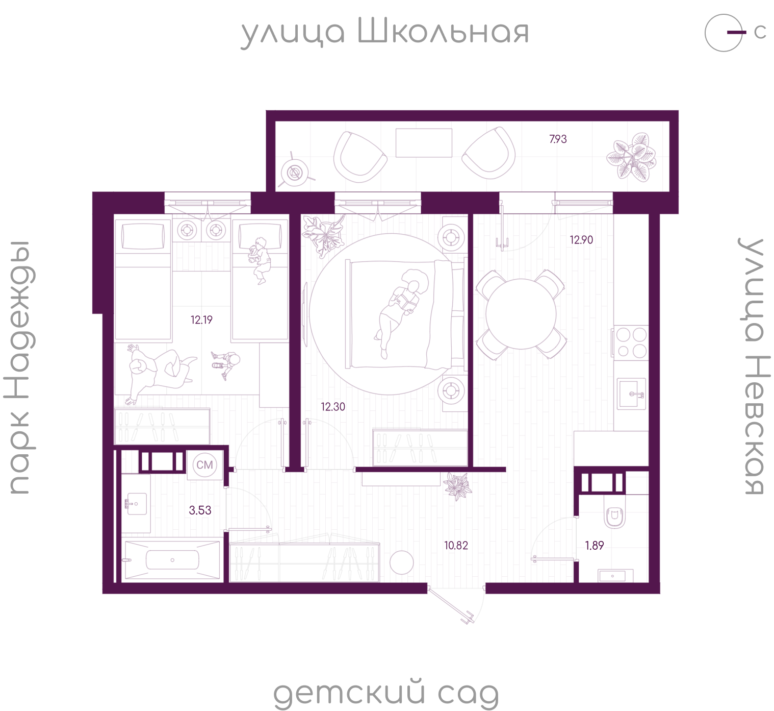 Планировка 2-комн. 2
