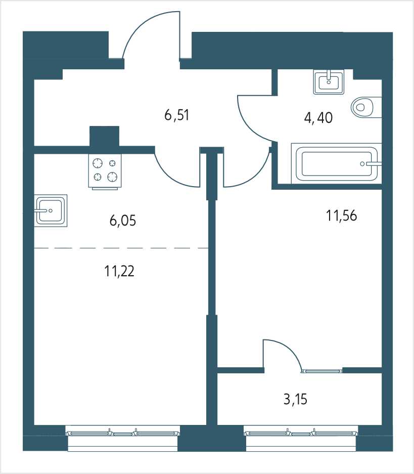 Планировка 2-комн. 2