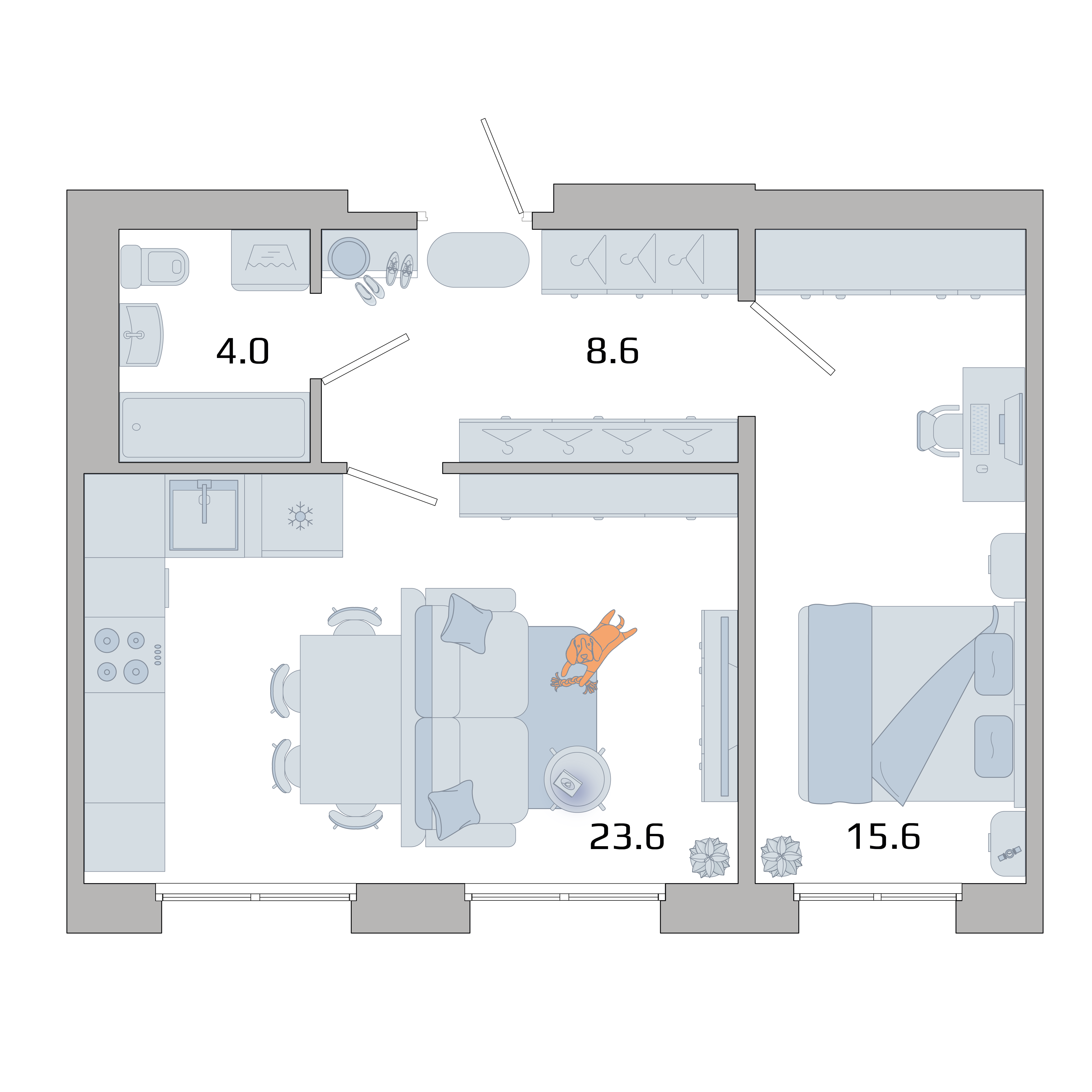 1-комнатная квартира, 51.8 кв.м, Авиатор, изображение-2