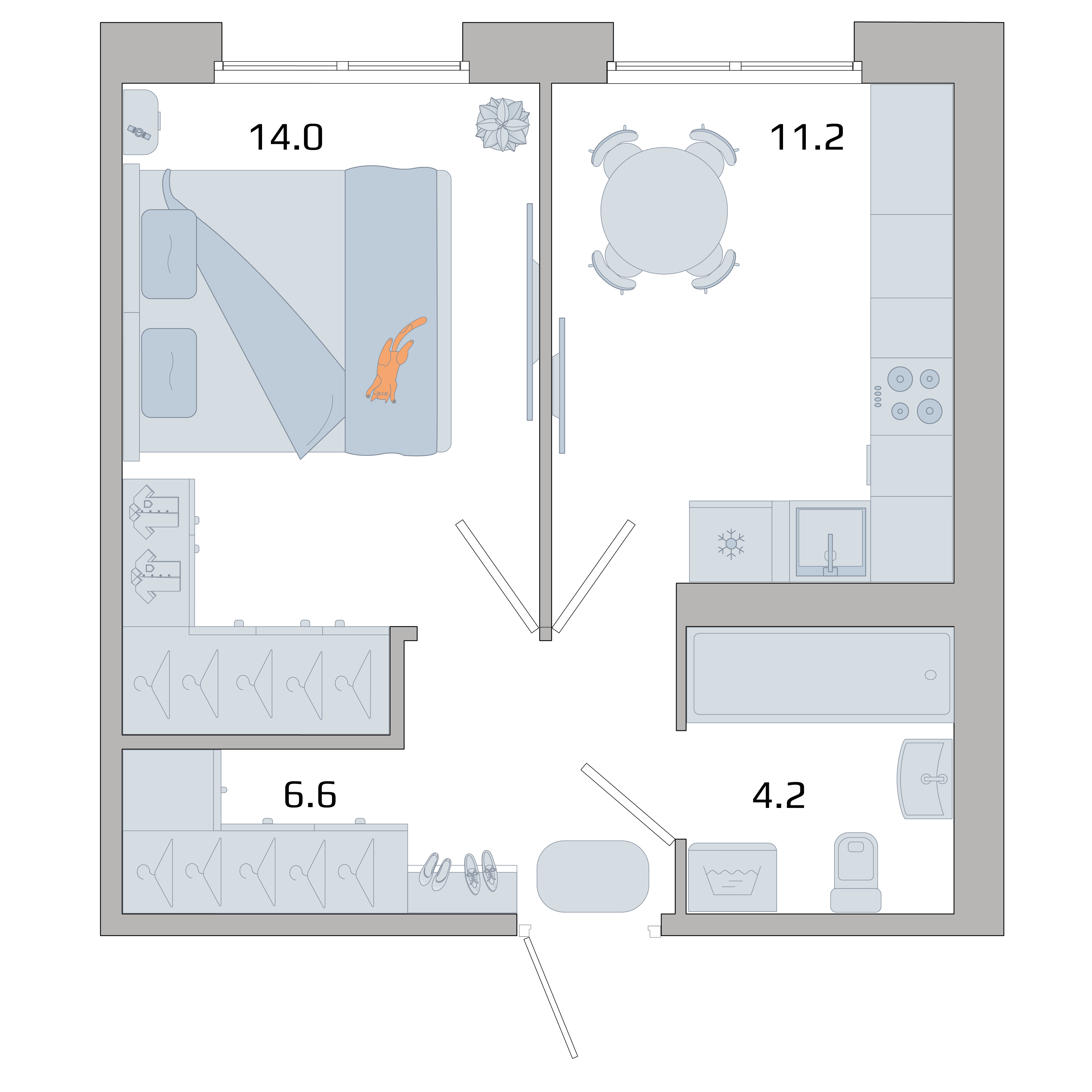 1-комнатная квартира, 36 кв.м, Авиатор, изображение-2