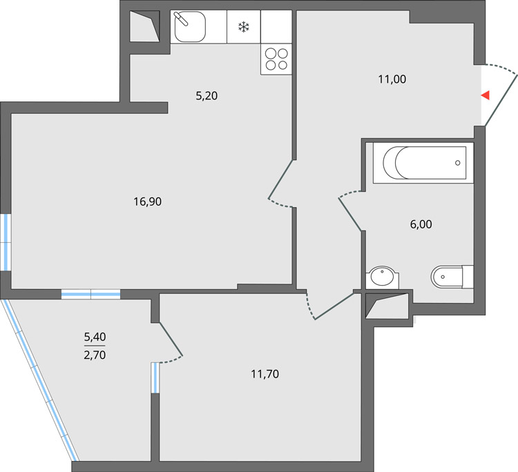 Планировка 2-комн. 1