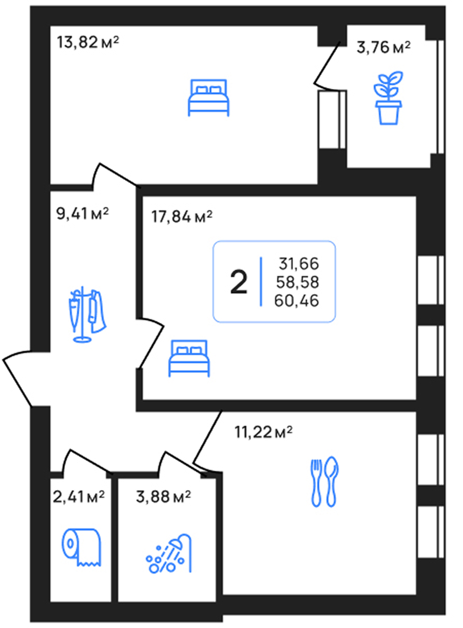 Планировка 2-комн. 28